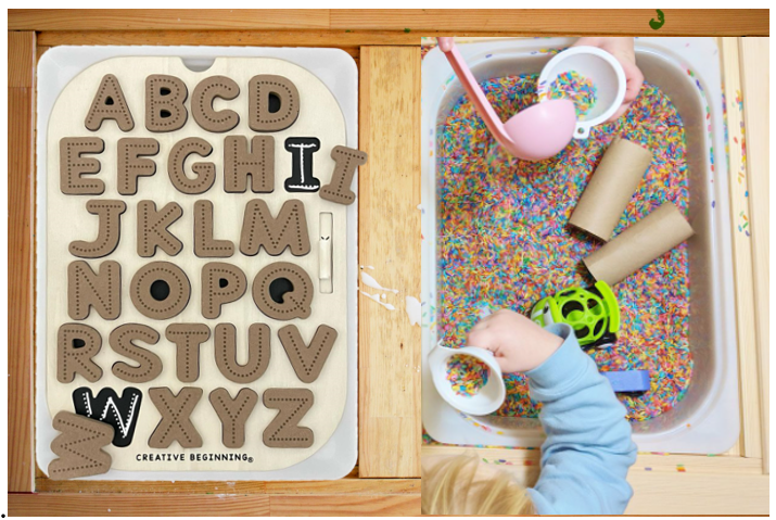 Large TROFAST Chalkboard Based Lid Insert (Uppercase and Numbers) | Sensory Table Lid | Alphabet and Numbers Sensory Table Chalkboard Puzzle Combo