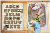 Thumbnail for Large TROFAST Chalkboard Based Lid Insert (Uppercase and Numbers) | Sensory Table Lid | Alphabet and Numbers Sensory Table Chalkboard Puzzle Combo